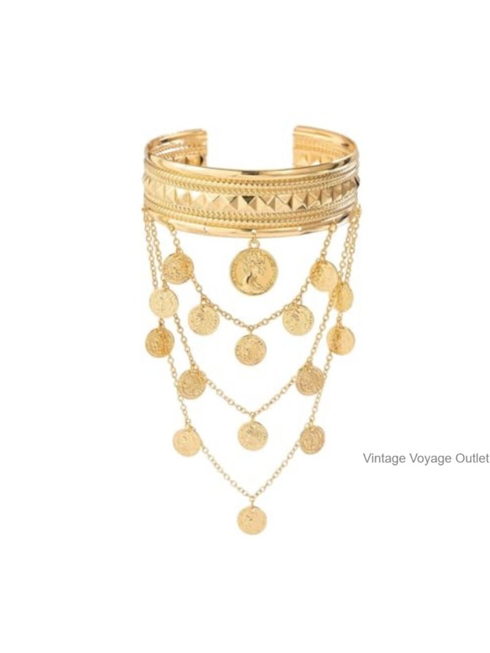 Gold Plated Upper Arm Cuff Bracelet Adjustable Armlet for Women